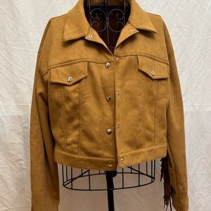 339 - Forever 21 Brown Utility Jacket with Fringe